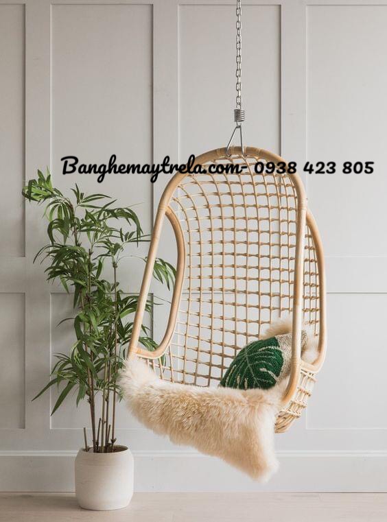 Ghế xích đu mây caro